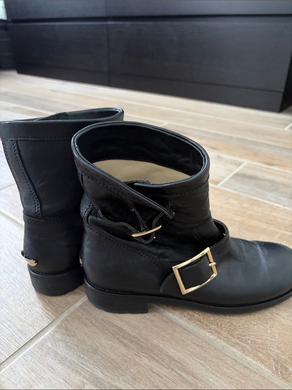 Jimmy Choo Black Leather Mid-Calf Buckle Boots - Picture 8 of 8